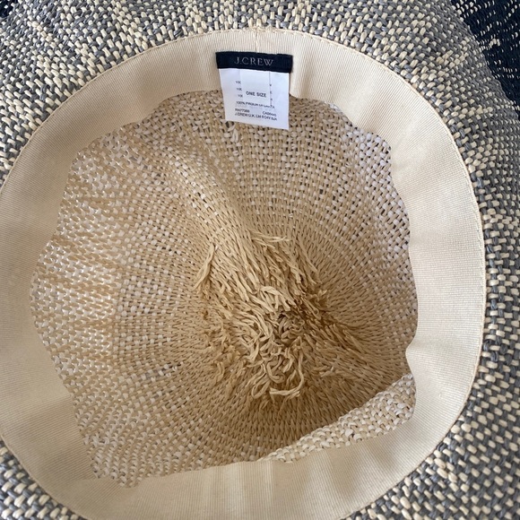 J Crew Sun Hat -OSFM tan cream black.  Straw 5 inch brim - Picture 3 of 5